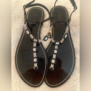 J. Crew Black Jeweled Thong Sandals - size 10 (NEW)